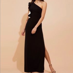 Sacks Fifth Black with white detail Flounce Gown